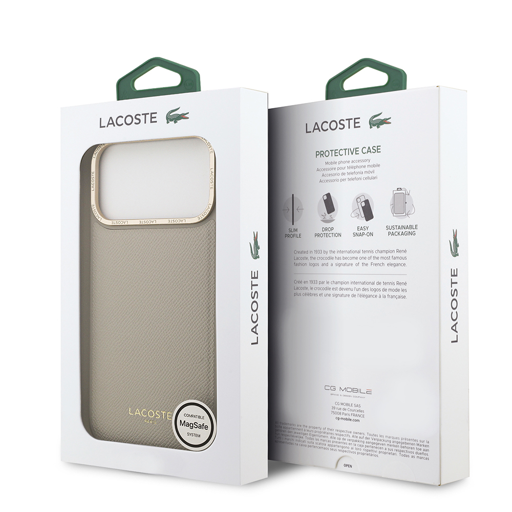 Apple iPhone 17 Pro Max Uyumlu Kılıf Lacoste Orjinal Lisanslı M-safe Şarj Özellikli Champs Elysees PU Deri Tasarımlı Kapak - 20