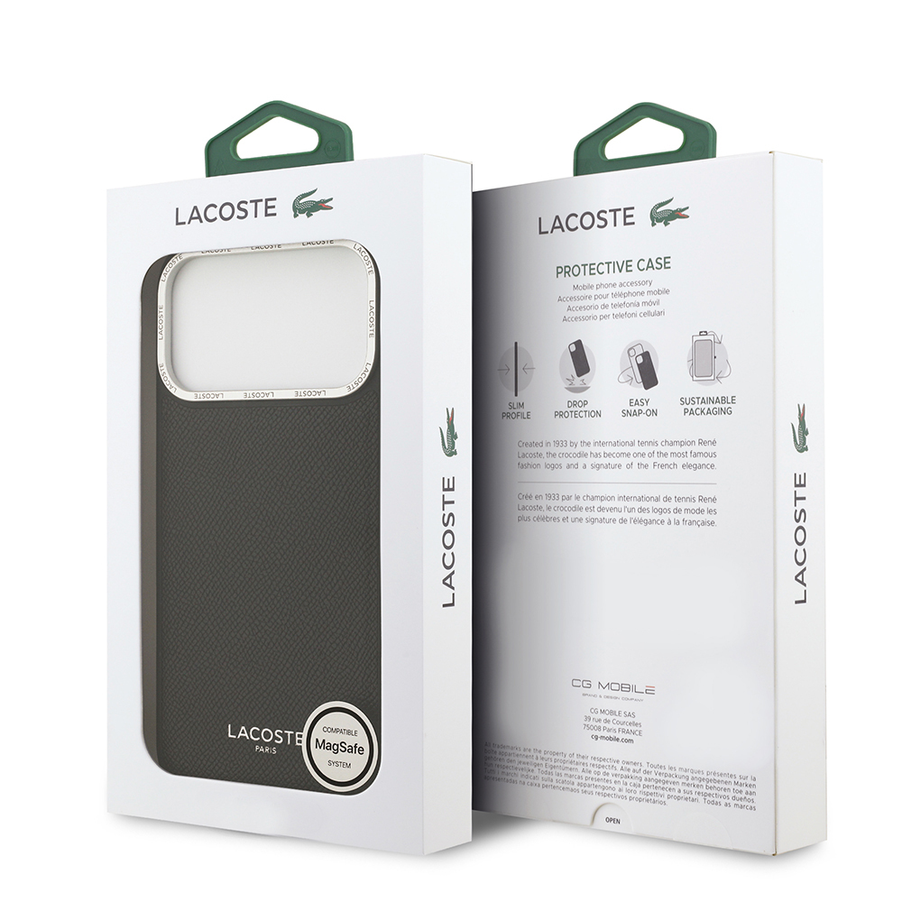 Apple iPhone 17 Pro Max Uyumlu Kılıf Lacoste Orjinal Lisanslı M-safe Şarj Özellikli Champs Elysees PU Deri Tasarımlı Kapak - 21
