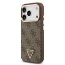 Apple iPhone 17 Pro Uyumlu Kılıf Guess Orjinal Lisanslı M-safe Şarj Özellikli Gold Metal Kamera Çerçeveli Taşlı Üçgen Logo 4G Desenli Kapak - 1