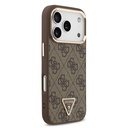 Apple iPhone 17 Pro Uyumlu Kılıf Guess Orjinal Lisanslı M-safe Şarj Özellikli Gold Metal Kamera Çerçeveli Taşlı Üçgen Logo 4G Desenli Kapak - 3