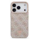 Apple iPhone 17 Pro Uyumlu Kılıf Guess Orjinal Lisanslı M-safe Şarj Özellikli Gold Metal Kamera Çerçeveli Taşlı Üçgen Logo 4G Desenli Kapak - 16