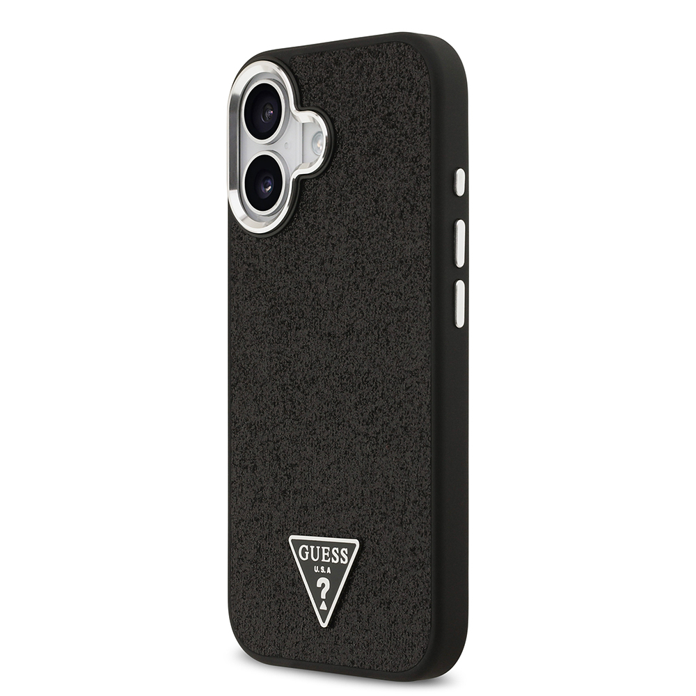 Apple iPhone 17 Uyumlu Kılıf Guess Orjinal Lisanslı M-safe Şarj Özellikli Metal Kamera Çerçeveli Üçgen Logolu Glitter Kapak - 7