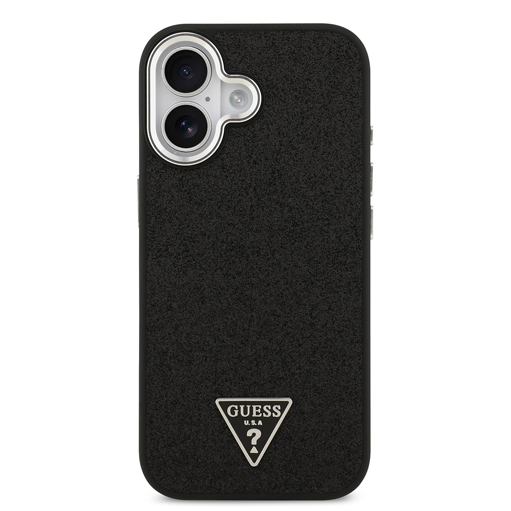 Apple iPhone 17 Uyumlu Kılıf Guess Orjinal Lisanslı M-safe Şarj Özellikli Metal Kamera Çerçeveli Üçgen Logolu Glitter Kapak - 8