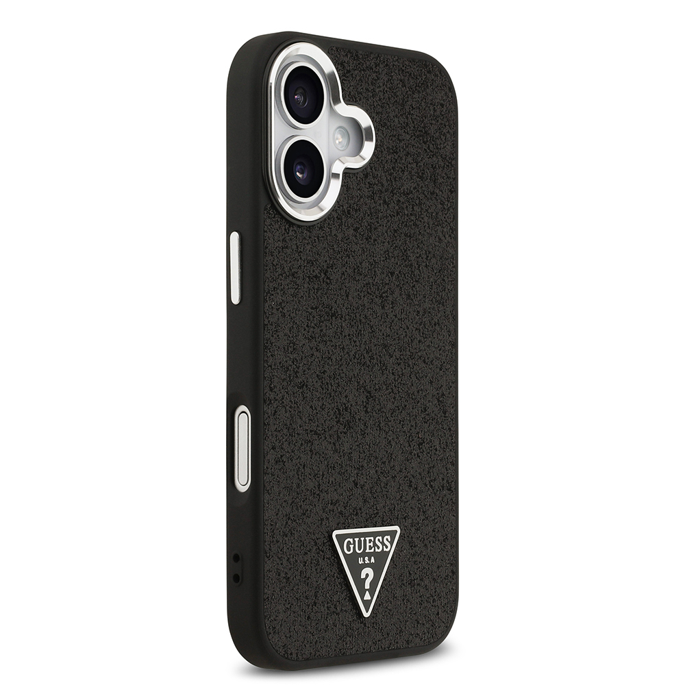 Apple iPhone 17 Uyumlu Kılıf Guess Orjinal Lisanslı M-safe Şarj Özellikli Metal Kamera Çerçeveli Üçgen Logolu Glitter Kapak - 9