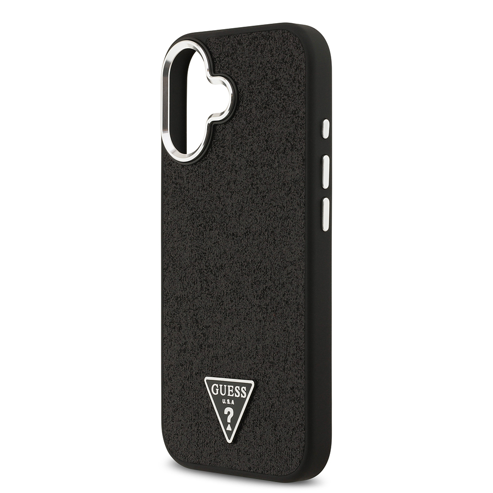 Apple iPhone 17 Uyumlu Kılıf Guess Orjinal Lisanslı M-safe Şarj Özellikli Metal Kamera Çerçeveli Üçgen Logolu Glitter Kapak - 11