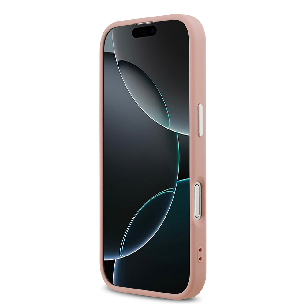 Apple iPhone 17 Uyumlu Kılıf Guess Orjinal Lisanslı M-safe Şarj Özellikli Metal Kamera Çerçeveli Üçgen Logolu Glitter Kapak - 16