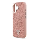 Apple iPhone 17 Uyumlu Kılıf Guess Orjinal Lisanslı M-safe Şarj Özellikli Metal Kamera Çerçeveli Üçgen Logolu Glitter Kapak - 17