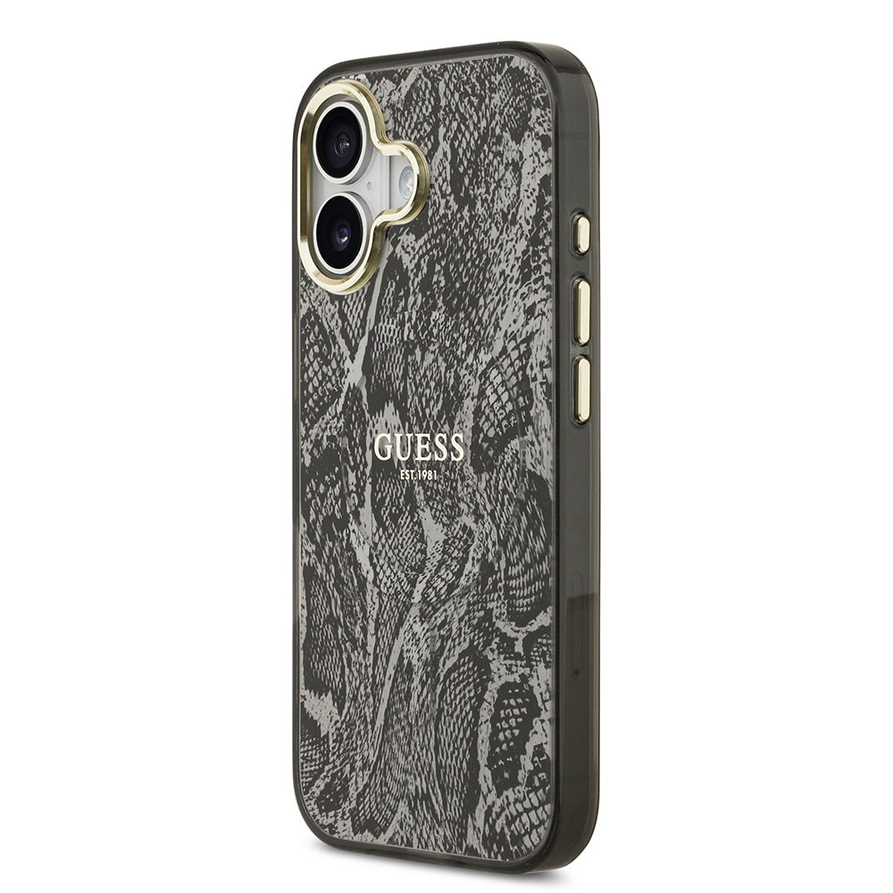 Apple iPhone 17 Uyumlu Kılıf Guess Orjinal Lisanslı M-safe Şarj Özellikli Yazı Logolu Python Desenli Kapak - 1