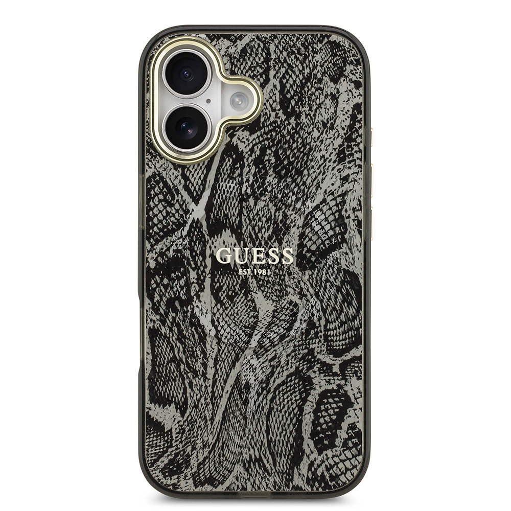 Apple iPhone 17 Uyumlu Kılıf Guess Orjinal Lisanslı M-safe Şarj Özellikli Yazı Logolu Python Desenli Kapak - 2