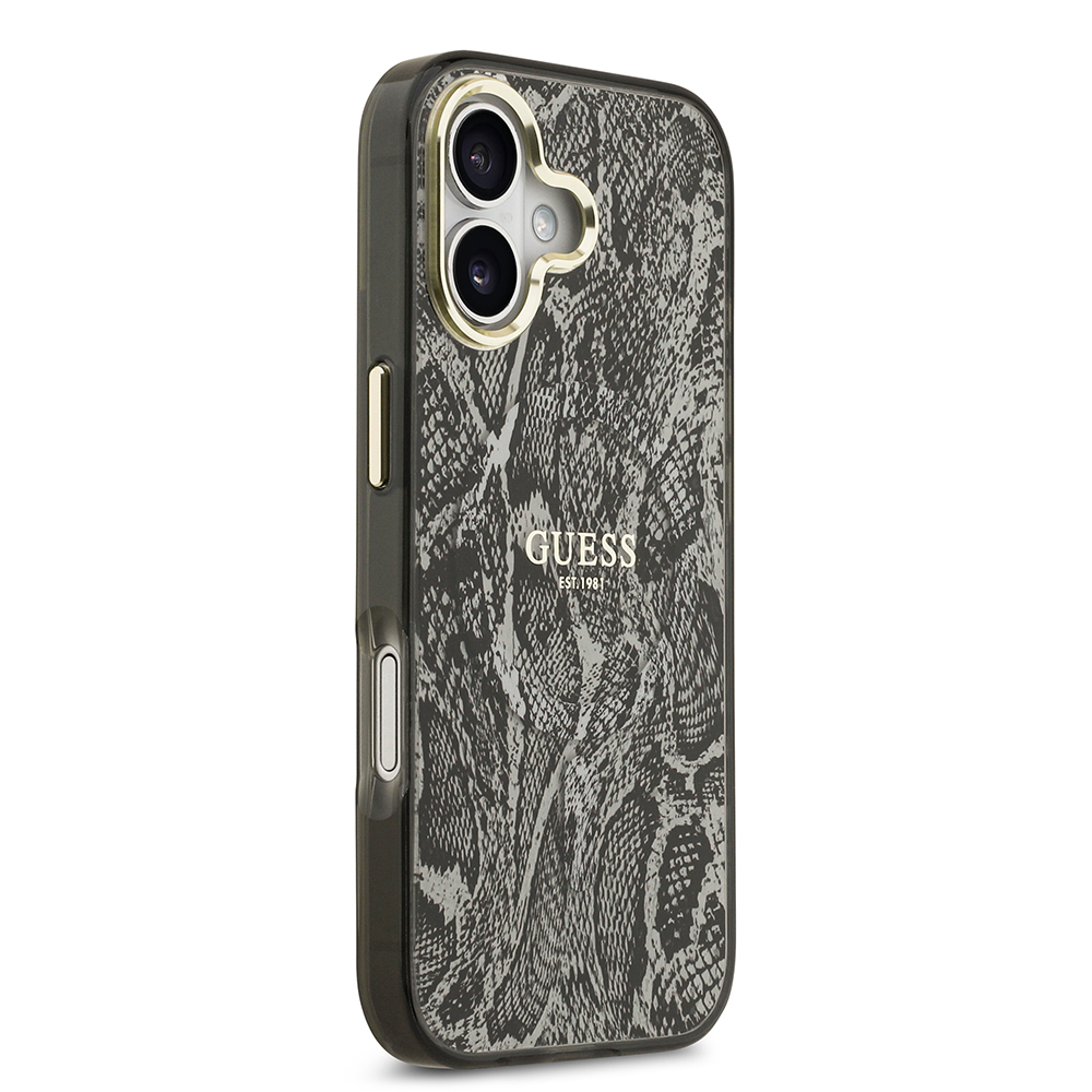 Apple iPhone 17 Uyumlu Kılıf Guess Orjinal Lisanslı M-safe Şarj Özellikli Yazı Logolu Python Desenli Kapak - 3
