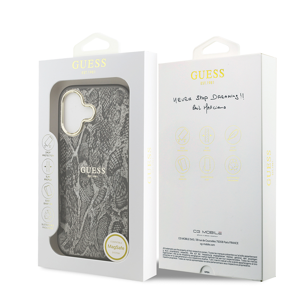 Apple iPhone 17 Uyumlu Kılıf Guess Orjinal Lisanslı M-safe Şarj Özellikli Yazı Logolu Python Desenli Kapak - 7