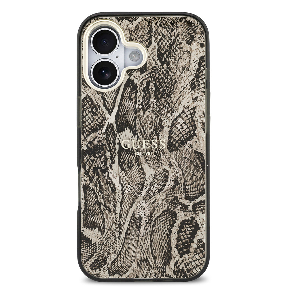 Apple iPhone 17 Uyumlu Kılıf Guess Orjinal Lisanslı M-safe Şarj Özellikli Yazı Logolu Python Desenli Kapak - 9