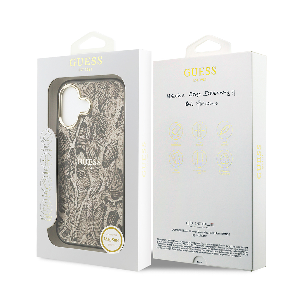 Apple iPhone 17 Uyumlu Kılıf Guess Orjinal Lisanslı M-safe Şarj Özellikli Yazı Logolu Python Desenli Kapak - 14
