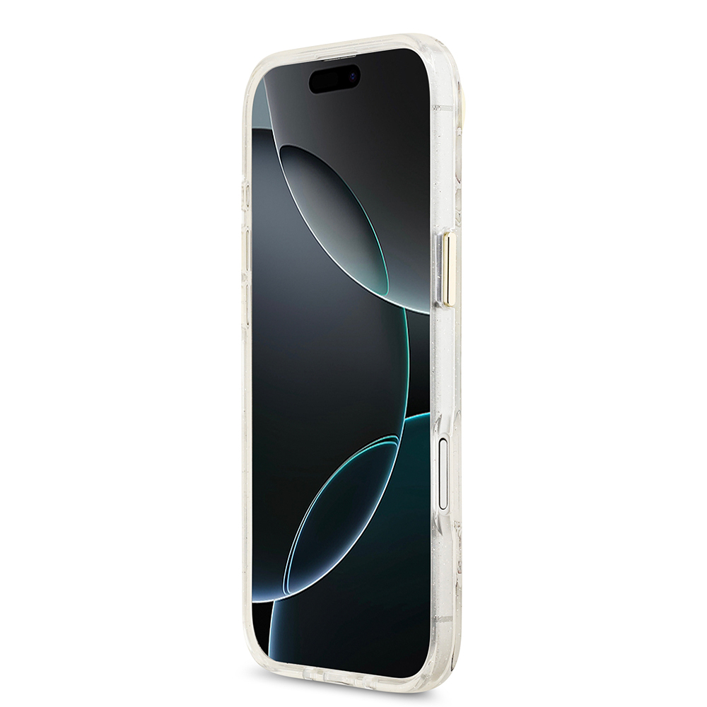 Apple iPhone 17 Air Uyumlu Kılıf Guess Orjinal Lisanslı M-safe Şarj Özellikli Simli Çiçek Desenli Metal Kamera Çerçeveli Üçgen Logolu Kapak - 4
