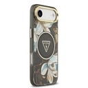 Apple iPhone 17 Air Uyumlu Kılıf Guess Orjinal Lisanslı M-safe Şarj Özellikli Simli Çiçek Desenli Metal Kamera Çerçeveli Üçgen Logolu Kapak - 21