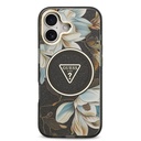 Apple iPhone 17 Uyumlu Kılıf Guess Orjinal Lisanslı M-safe Şarj Özellikli Simli Çiçek Desenli Metal Kamera Çerçeveli Üçgen Logolu Kapak - 2
