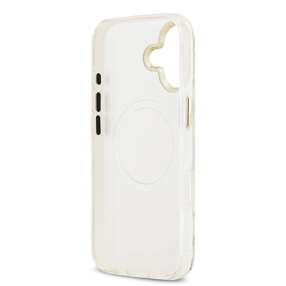Apple iPhone 17 Uyumlu Kılıf Guess Orjinal Lisanslı M-safe Şarj Özellikli Simli Çiçek Desenli Metal Kamera Çerçeveli Üçgen Logolu Kapak - 27