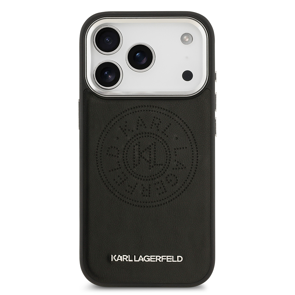 Apple iPhone 17 Pro Uyumlu Kılıf Karl Lagerfeld Orjinal Lisanslı M-safe Şarj Özellikli Delikli Tasarım Metal Logolu PU Deri Kapak - 2