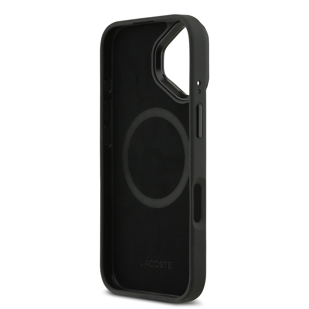 Apple iPhone 17 Uyumlu Kılıf Lacoste Orjinal Lisanslı M-safe Şarj Özellikli Standlı PU Deri Karışık Monogram Desenli Kapak - 6