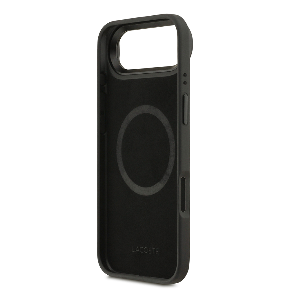 Apple iPhone 17 Air Uyumlu Kılıf Lacoste Orjinal Lisanslı M-safe Şarj Özellikli Standlı PU Deri Karışık Monogram Desenli Kapak - 6