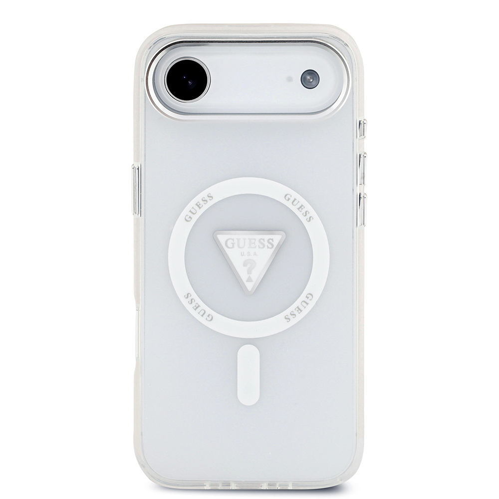 Apple iPhone 17 Air Uyumlu Kılıf Guess Orjinal Lisanslı M-safe Şarj Özellikli IML Baskılı Üçgen Logolu Metal Kamera Çerçeveli Kapak - 1