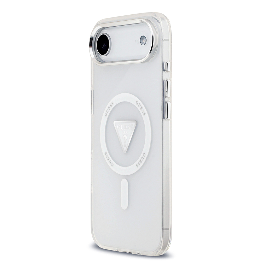 Apple iPhone 17 Air Uyumlu Kılıf Guess Orjinal Lisanslı M-safe Şarj Özellikli IML Baskılı Üçgen Logolu Metal Kamera Çerçeveli Kapak - 3