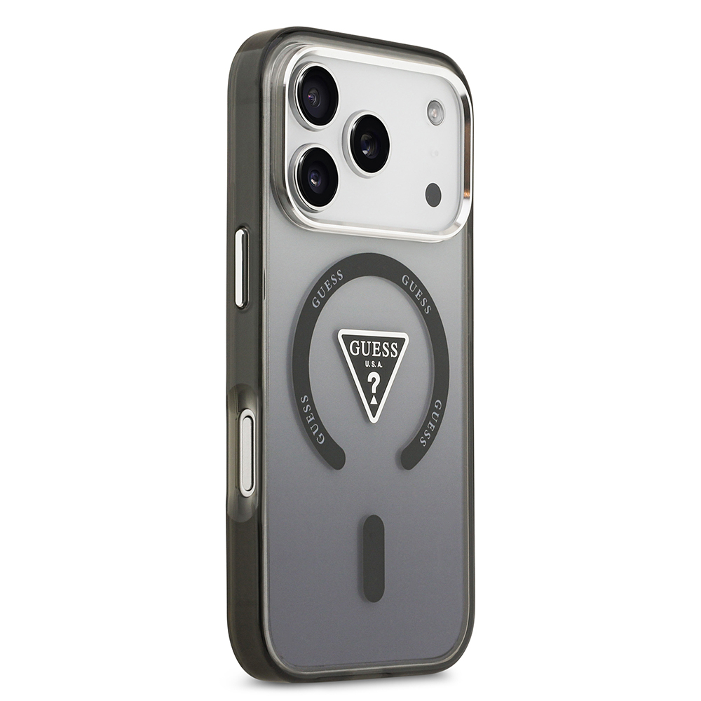 Apple iPhone 17 Pro Uyumlu Kılıf Guess Orjinal Lisanslı M-safe Şarj Özellikli IML Baskılı Üçgen Logolu Metal Kamera Çerçeveli Kapak - 3