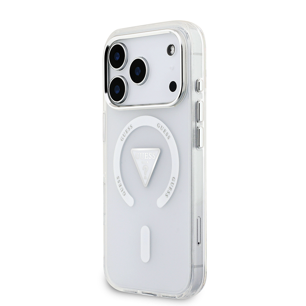 Apple iPhone 17 Pro Uyumlu Kılıf Guess Orjinal Lisanslı M-safe Şarj Özellikli IML Baskılı Üçgen Logolu Metal Kamera Çerçeveli Kapak - 7