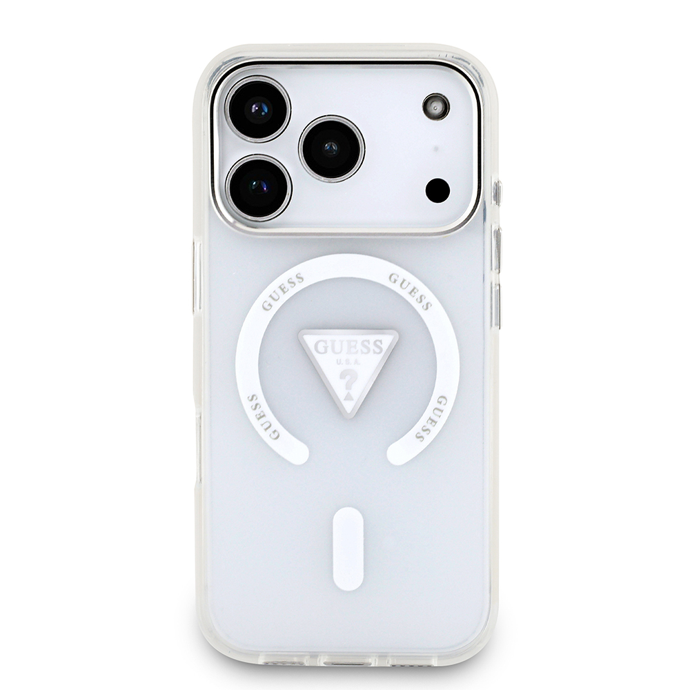 Apple iPhone 17 Pro Uyumlu Kılıf Guess Orjinal Lisanslı M-safe Şarj Özellikli IML Baskılı Üçgen Logolu Metal Kamera Çerçeveli Kapak - 8