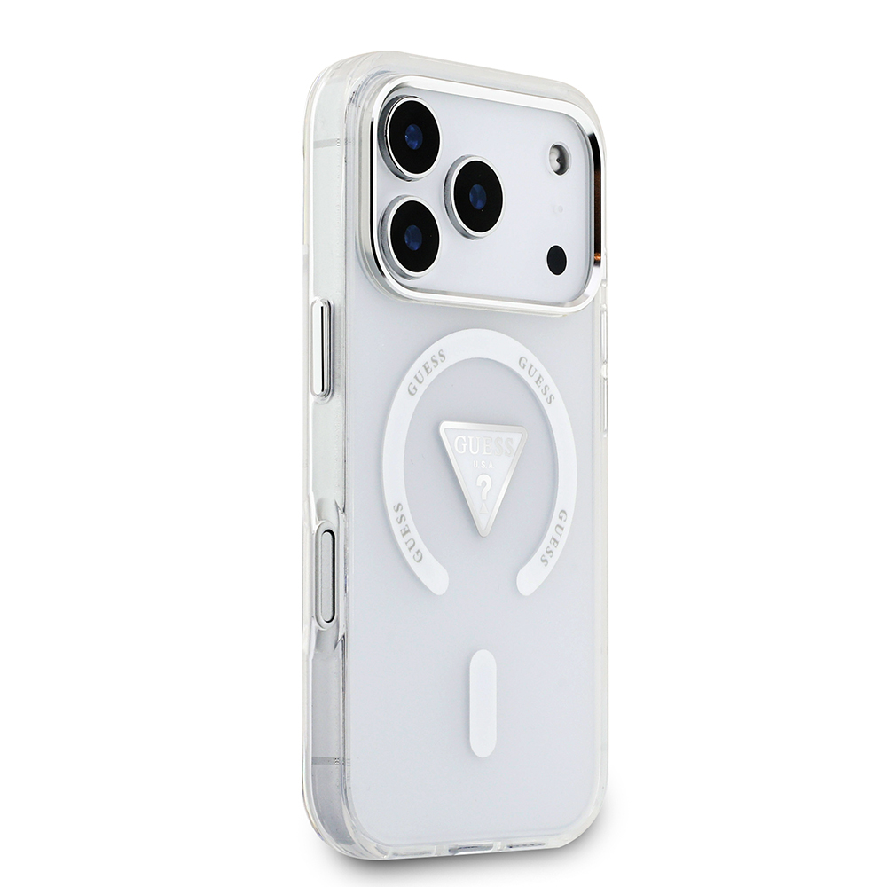 Apple iPhone 17 Pro Uyumlu Kılıf Guess Orjinal Lisanslı M-safe Şarj Özellikli IML Baskılı Üçgen Logolu Metal Kamera Çerçeveli Kapak - 9