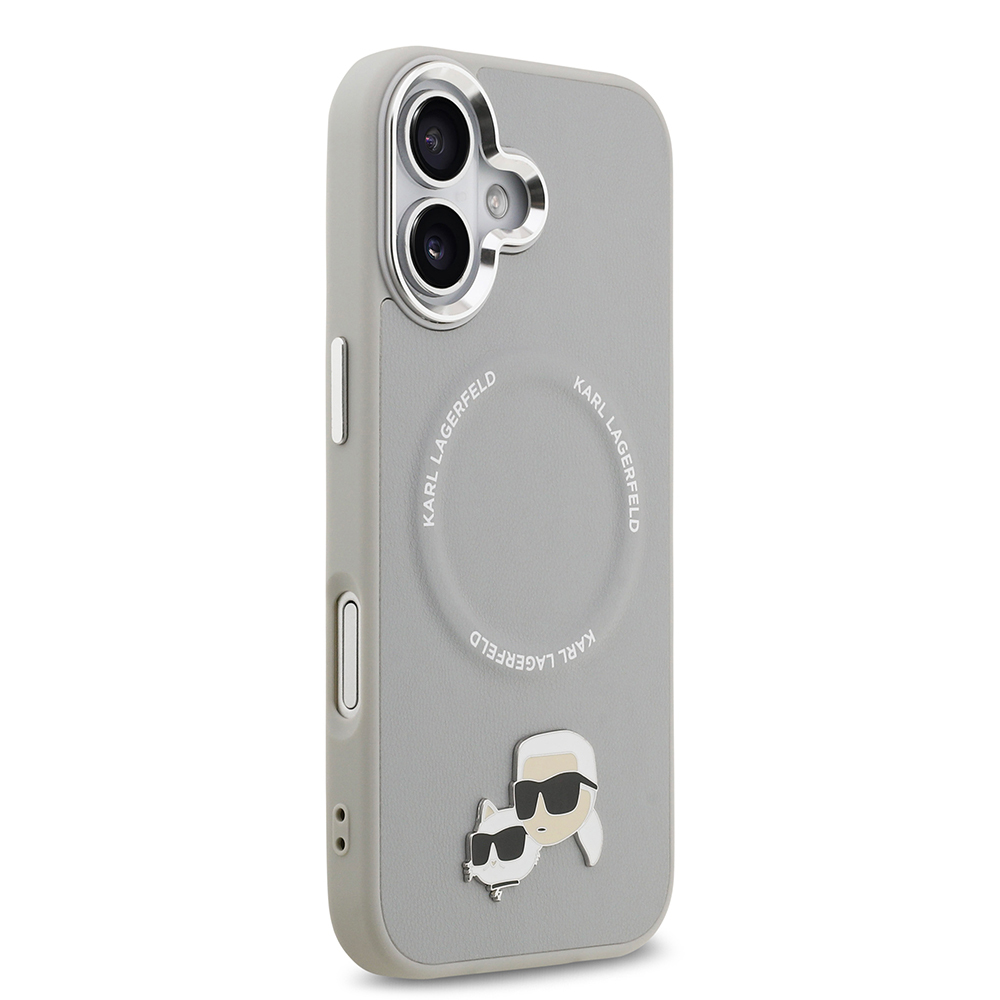 Apple iPhone 17 Uyumlu Kılıf Karl Lagerfeld Orjinal Lisanslı M-safe Şarj Özellikli Metal Kamera ve Buton Tasarımlı K&C PU Deri Kapak - 17