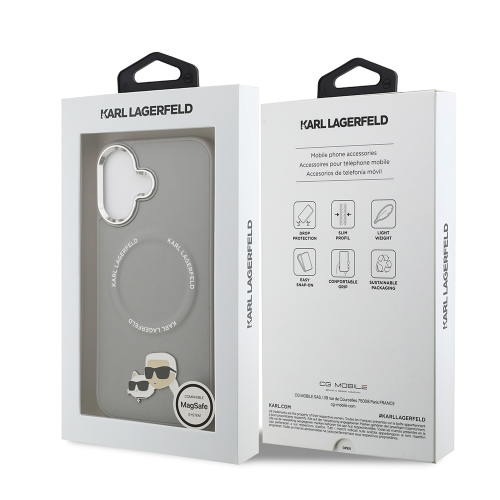 Apple iPhone 17 Uyumlu Kılıf Karl Lagerfeld Orjinal Lisanslı M-safe Şarj Özellikli Metal Kamera ve Buton Tasarımlı K&C PU Deri Kapak - 21