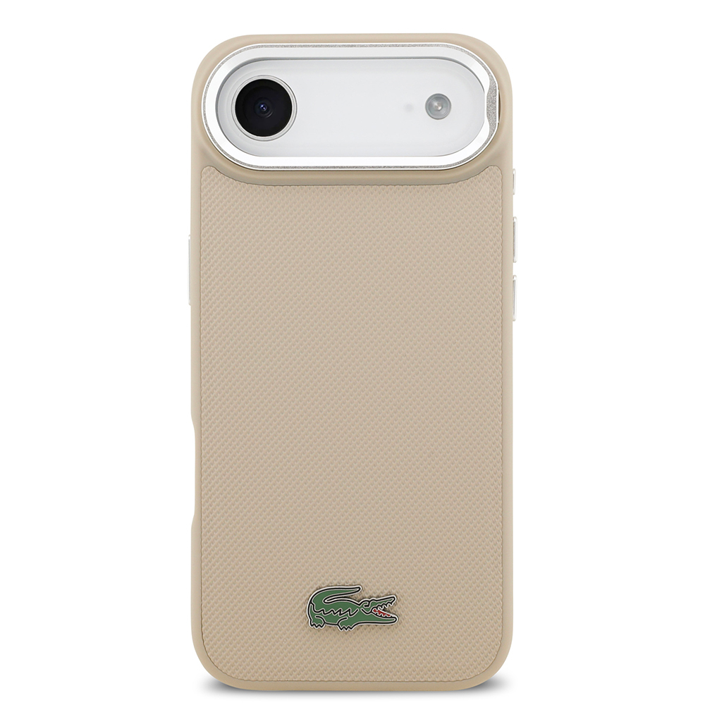 Apple iPhone 17 Air Uyumlu Kılıf Lacoste Orjinal Lisanslı M-safe Şarj Özellikli PU Pike Desenli Standlı Metal Logolu Kapak - 2