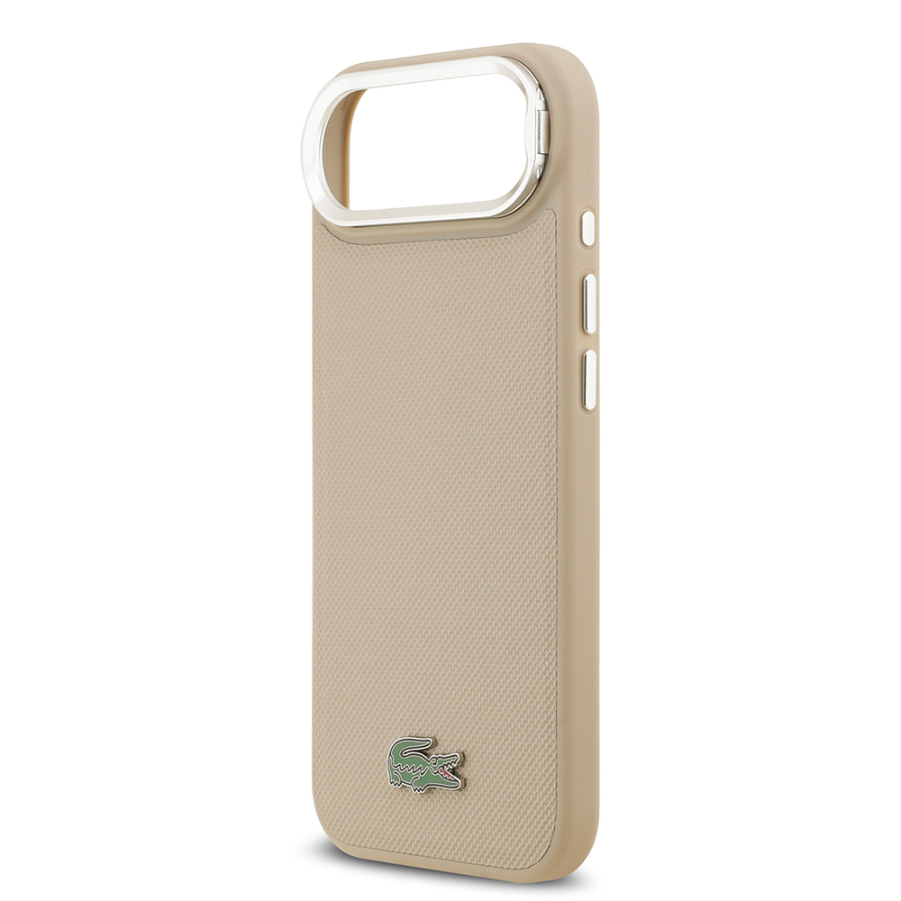 Apple iPhone 17 Air Uyumlu Kılıf Lacoste Orjinal Lisanslı M-safe Şarj Özellikli PU Pike Desenli Standlı Metal Logolu Kapak - 5