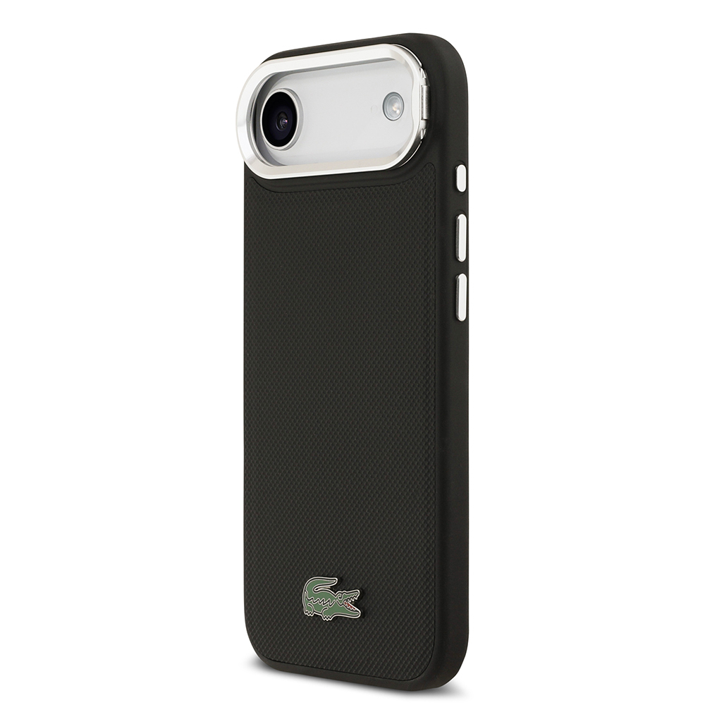 Apple iPhone 17 Air Uyumlu Kılıf Lacoste Orjinal Lisanslı M-safe Şarj Özellikli PU Pike Desenli Standlı Metal Logolu Kapak - 8