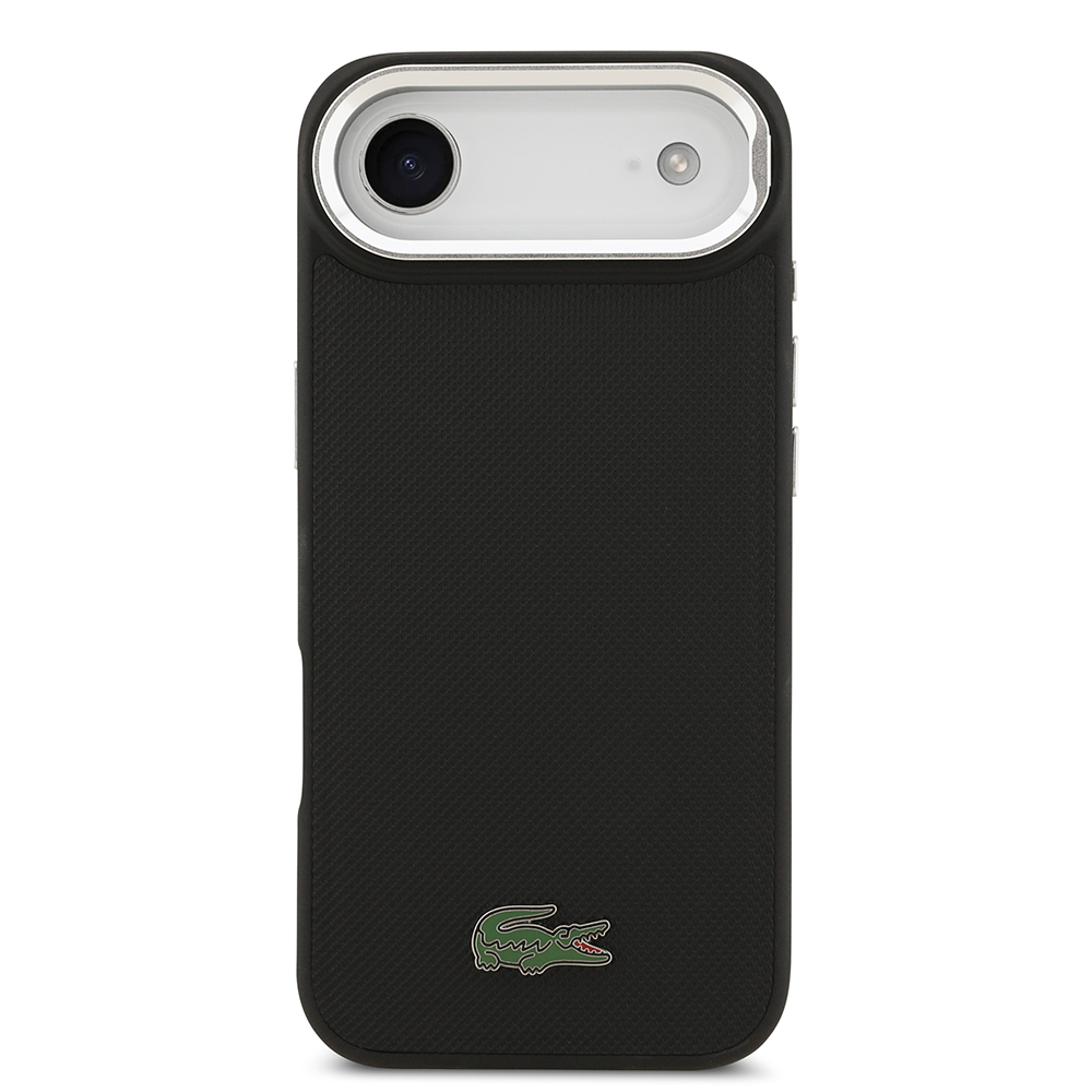 Apple iPhone 17 Air Uyumlu Kılıf Lacoste Orjinal Lisanslı M-safe Şarj Özellikli PU Pike Desenli Standlı Metal Logolu Kapak - 9
