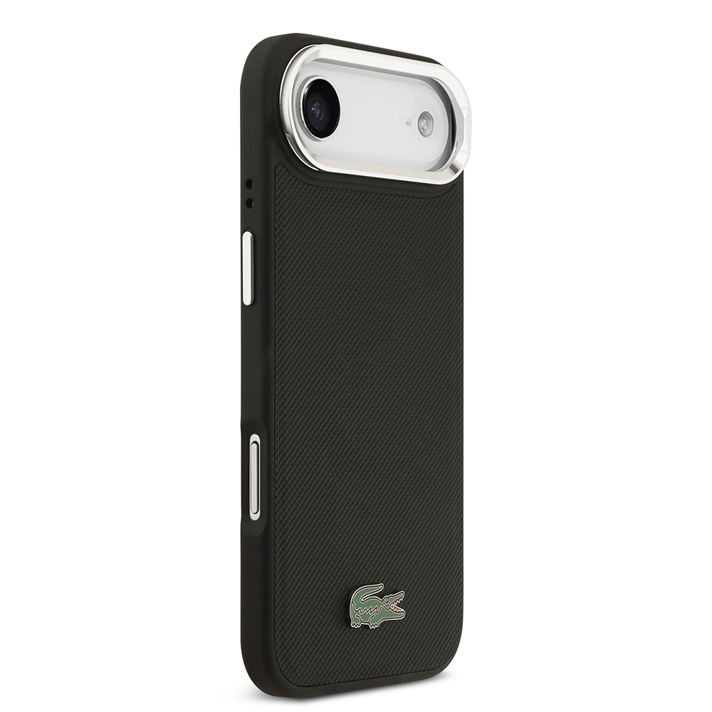Apple iPhone 17 Air Uyumlu Kılıf Lacoste Orjinal Lisanslı M-safe Şarj Özellikli PU Pike Desenli Standlı Metal Logolu Kapak - 10