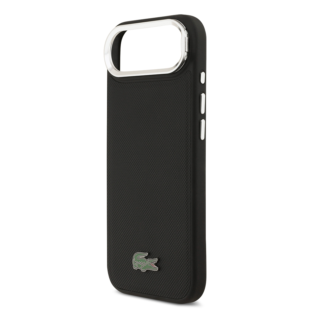 Apple iPhone 17 Air Uyumlu Kılıf Lacoste Orjinal Lisanslı M-safe Şarj Özellikli PU Pike Desenli Standlı Metal Logolu Kapak - 12