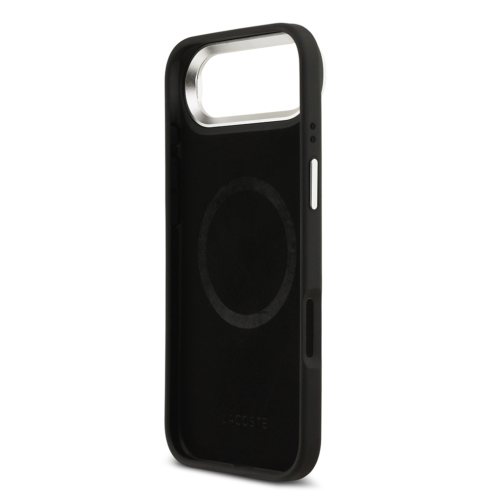 Apple iPhone 17 Air Uyumlu Kılıf Lacoste Orjinal Lisanslı M-safe Şarj Özellikli PU Pike Desenli Standlı Metal Logolu Kapak - 13