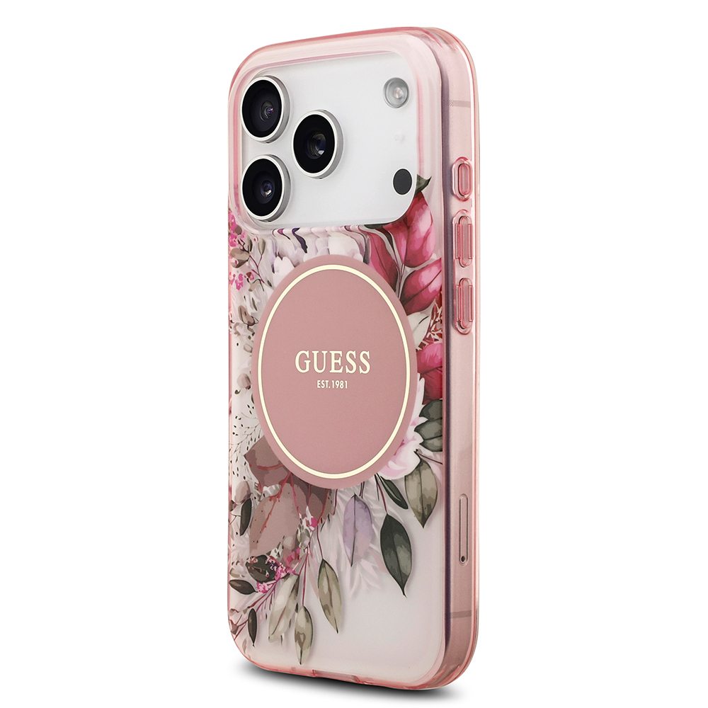 Apple iPhone 17 Pro Max Uyumlu Kılıf Guess Orjinal Lisanslı M-safe Şarj Özellikli Flower Tonal Circle Kapak - 13