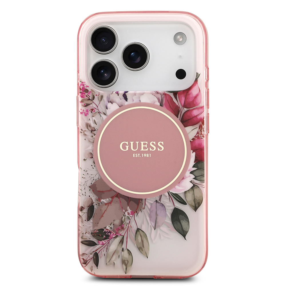 Apple iPhone 17 Pro Max Uyumlu Kılıf Guess Orjinal Lisanslı M-safe Şarj Özellikli Flower Tonal Circle Kapak - 14