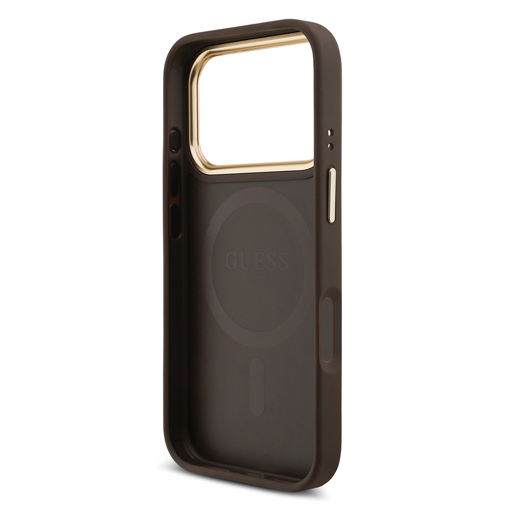 Apple iPhone 17 Pro Uyumlu Kılıf Guess Orjinal Lisanslı M-safe Şarj Özellikli 4G Metal Büyük Logolu Kartlıklı Kapak - 15