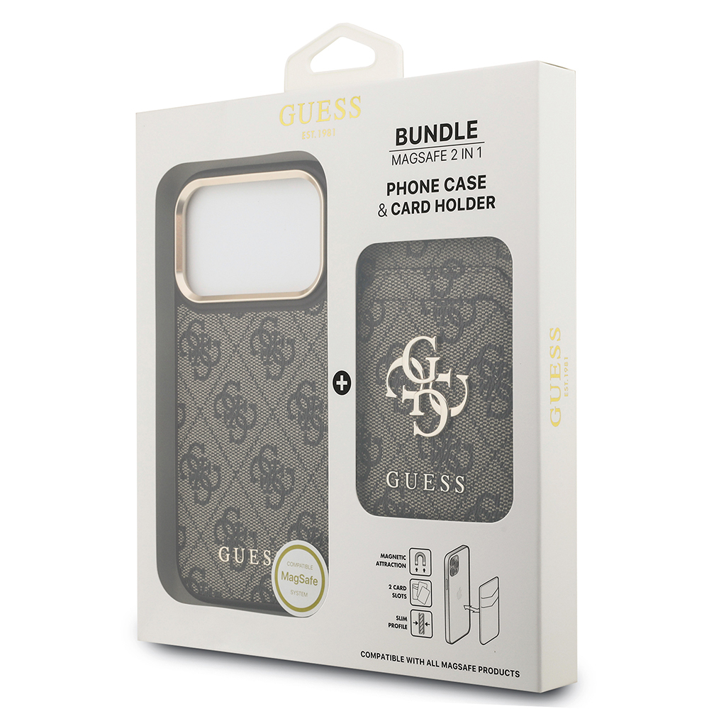 Apple iPhone 17 Pro Uyumlu Kılıf Guess Orjinal Lisanslı M-safe Şarj Özellikli 4G Metal Büyük Logolu Kartlıklı Kapak - 20