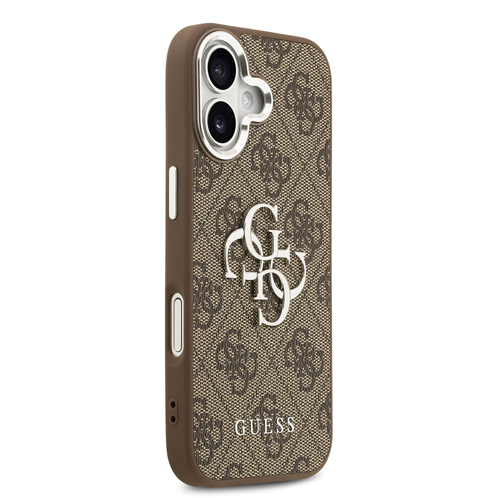Apple iPhone 17 Uyumlu Kılıf Guess Orjinal Lisanslı Gümüş Metal Kamera Çerçeveli 4G Desenli Metal Büyük 4G ve Yazı Logolu Kapak - 3