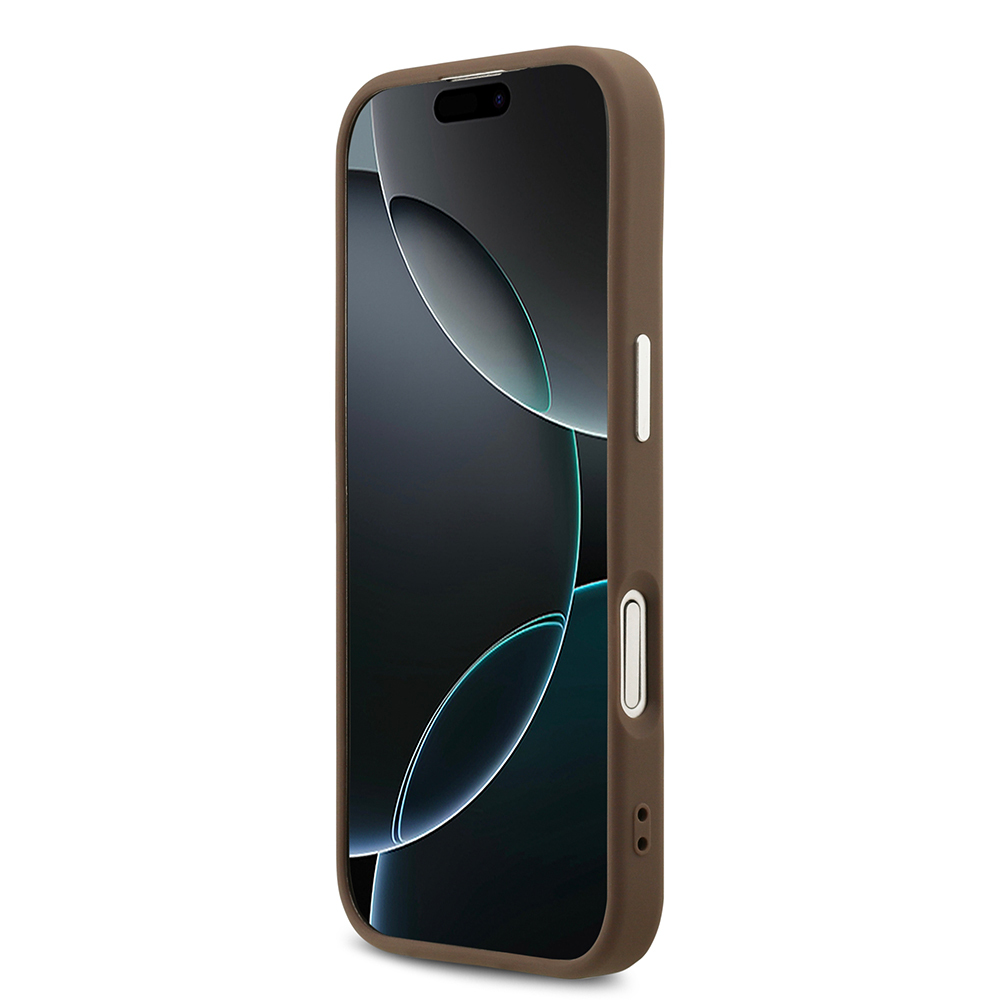 Apple iPhone 17 Uyumlu Kılıf Guess Orjinal Lisanslı Gümüş Metal Kamera Çerçeveli 4G Desenli Metal Büyük 4G ve Yazı Logolu Kapak - 4