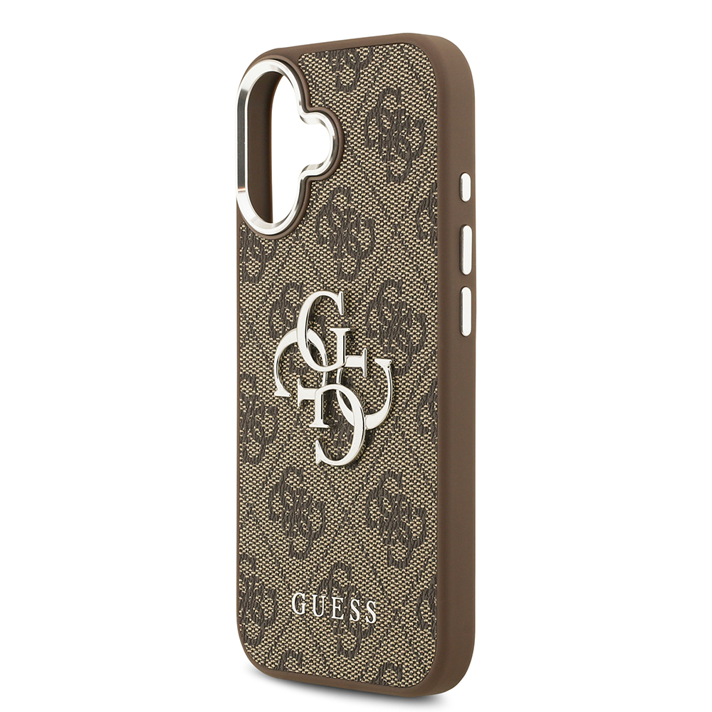 Apple iPhone 17 Uyumlu Kılıf Guess Orjinal Lisanslı Gümüş Metal Kamera Çerçeveli 4G Desenli Metal Büyük 4G ve Yazı Logolu Kapak - 5