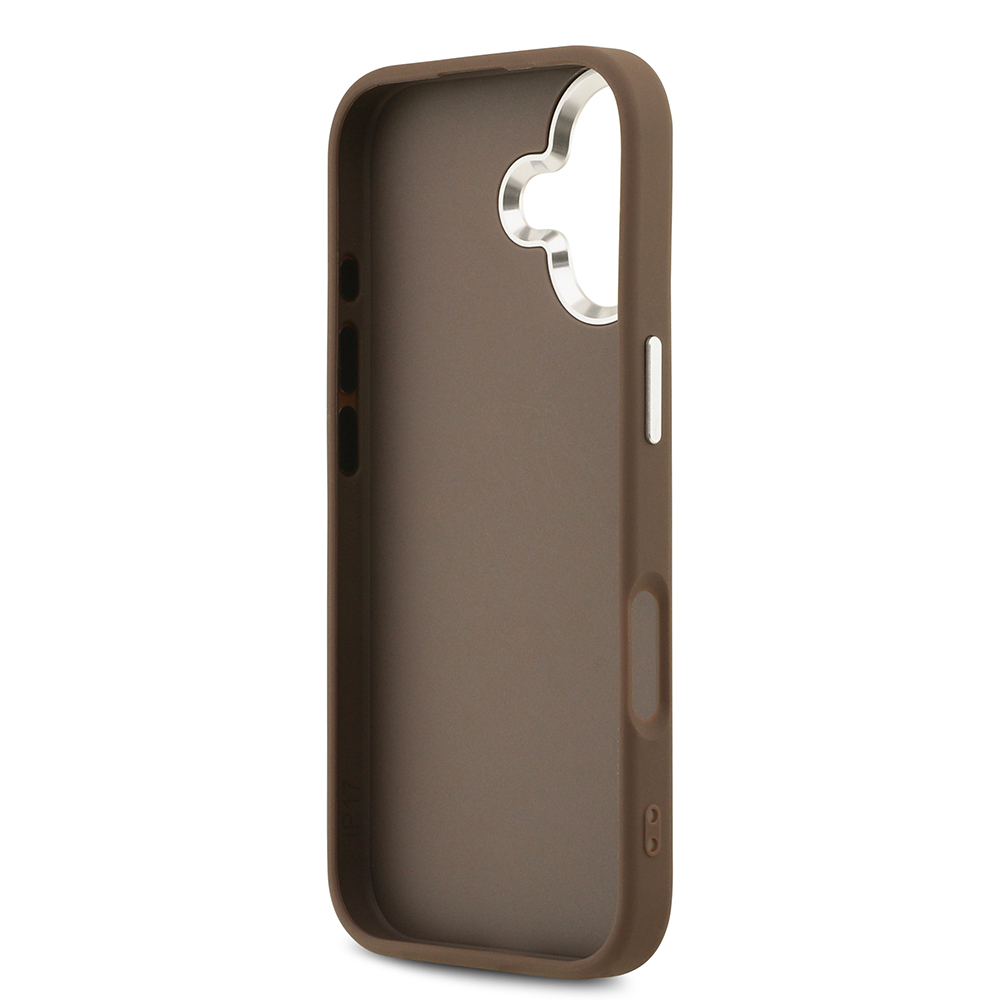 Apple iPhone 17 Uyumlu Kılıf Guess Orjinal Lisanslı Gümüş Metal Kamera Çerçeveli 4G Desenli Metal Büyük 4G ve Yazı Logolu Kapak - 6