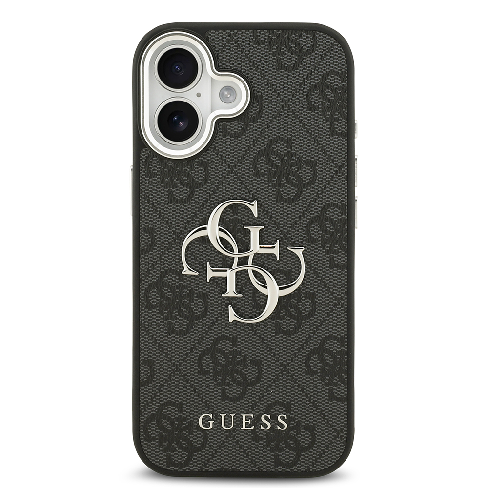 Apple iPhone 17 Uyumlu Kılıf Guess Orjinal Lisanslı Gümüş Metal Kamera Çerçeveli 4G Desenli Metal Büyük 4G ve Yazı Logolu Kapak - 8