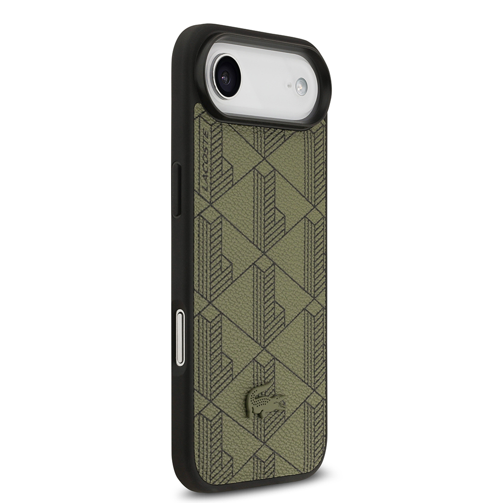 Apple iPhone 17 Air Uyumlu Kılıf Lacoste Orjinal Lisanslı M-safe Şarj Özellikli PU Deri Tasarımlı Kartlıklı Karışık Monogram Desenli Kapak - 2