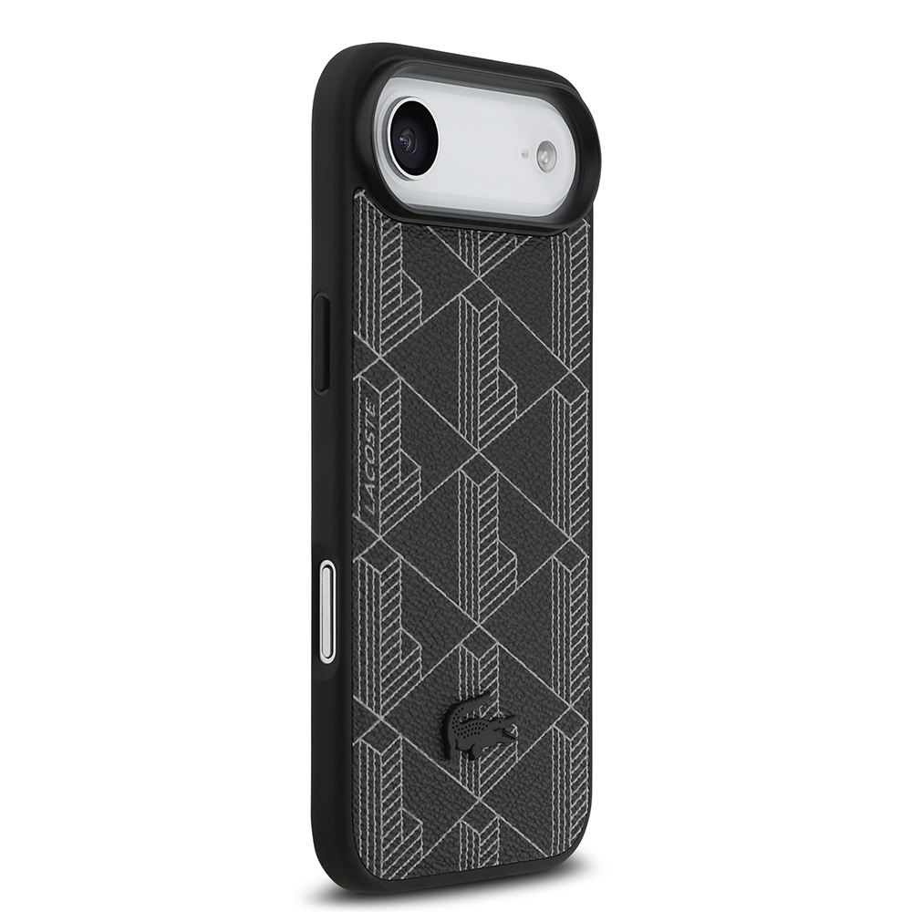 Apple iPhone 17 Air Uyumlu Kılıf Lacoste Orjinal Lisanslı M-safe Şarj Özellikli PU Deri Tasarımlı Kartlıklı Karışık Monogram Desenli Kapak - 11